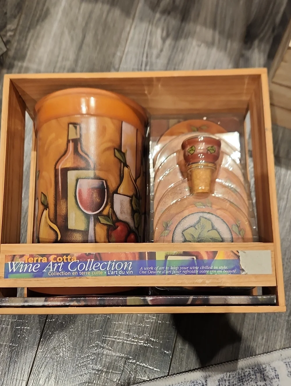 Terra Cotta Wine Cooler & Stopper Set - Orange Wine Art